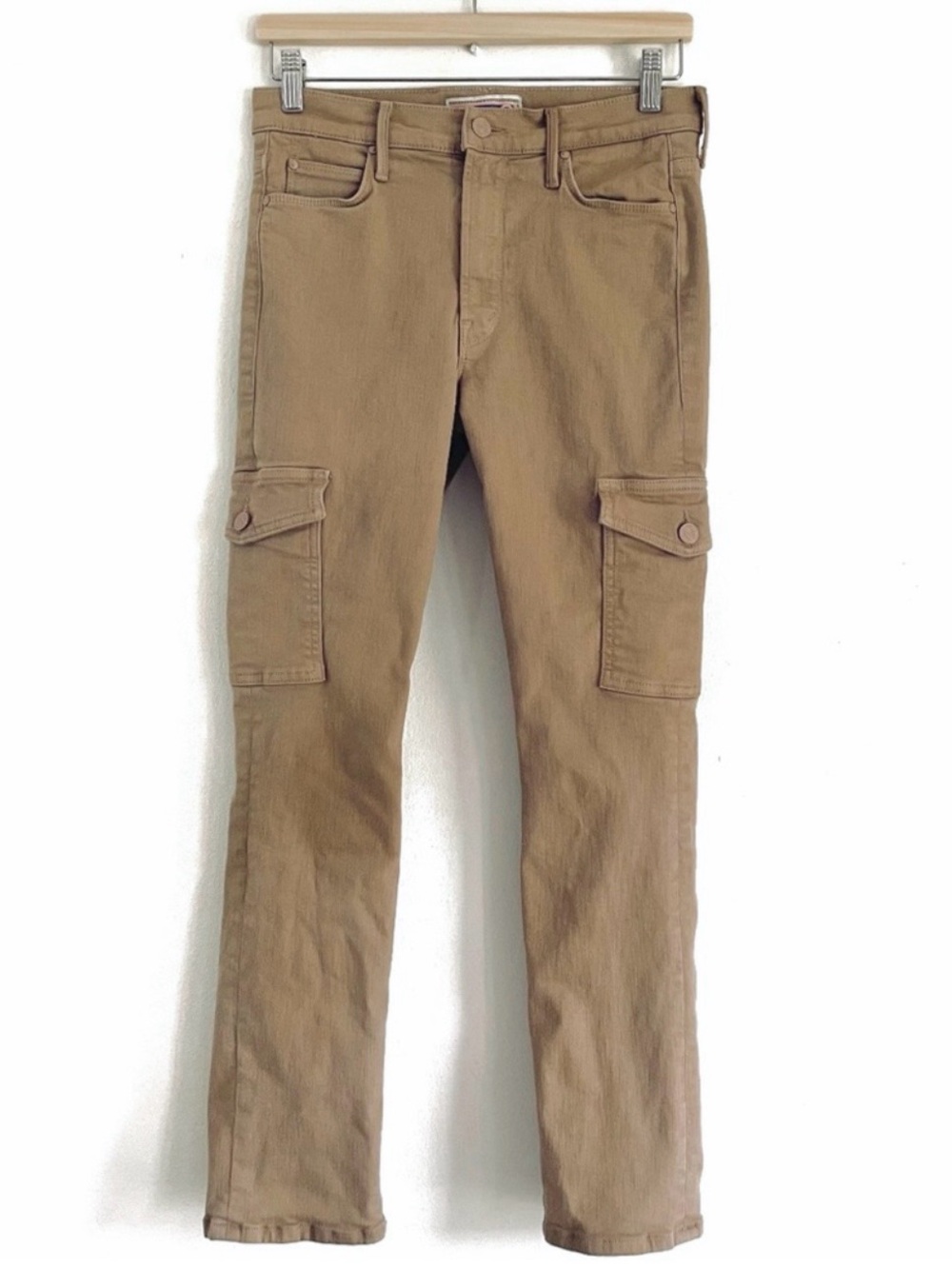 Mother Mid Rise Dazzler Cargo Ankle Slim Straight Jean In Play Date Tan Size 27